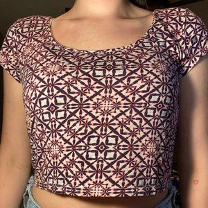 About A Girl pink and white pattern crop top size L